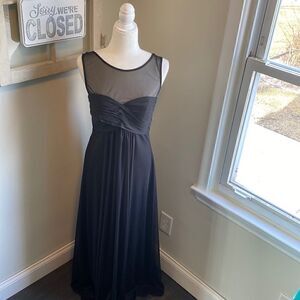 PinkBlush Mesh Neckline Ruched Bust Maxi Evening Gown 𝅺BLACK Maternity NWT